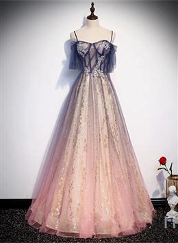 Picture of Pretty Gradient Pink Sweetheart Floor Length Party Dress, A-line Gradient Long Prom Dress